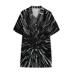 Black And White Lightspeed Print Cotton Hawaiian Shirt