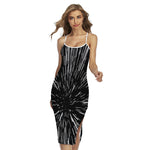 Black And White Lightspeed Print Cross Back Cami Dress