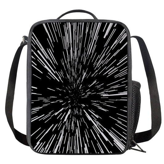 Black And White Lightspeed Print Crossbody Lunch Bag