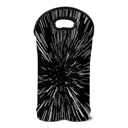 Black And White Lightspeed Print Double Neoprene Wine Tote