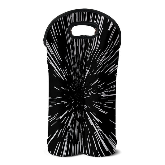 Black And White Lightspeed Print Double Neoprene Wine Tote
