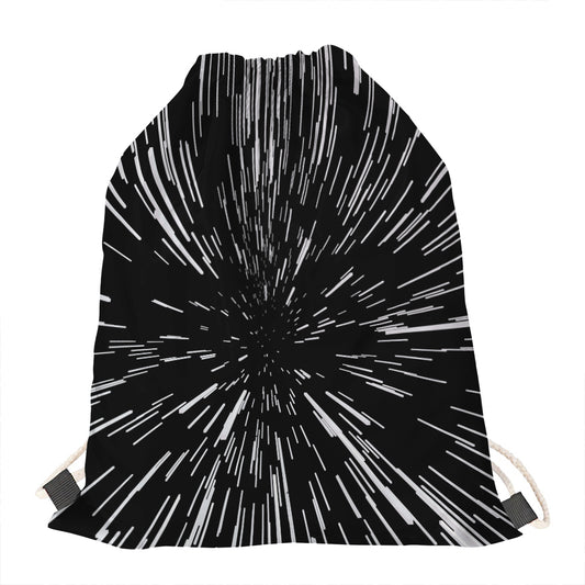 Black And White Lightspeed Print Drawstring Bag