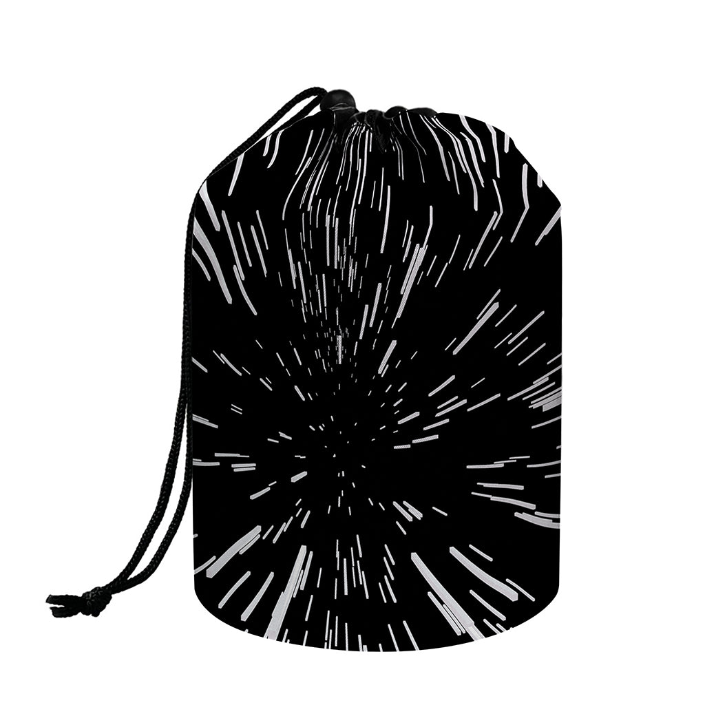 Black And White Lightspeed Print Drawstring Makeup Bag