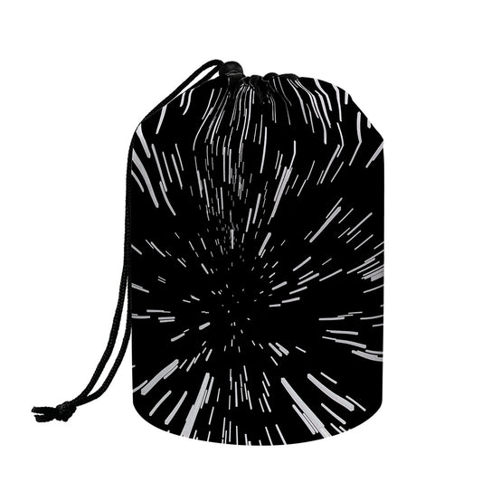 Black And White Lightspeed Print Drawstring Makeup Bag