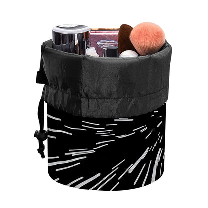Black And White Lightspeed Print Drawstring Makeup Bag