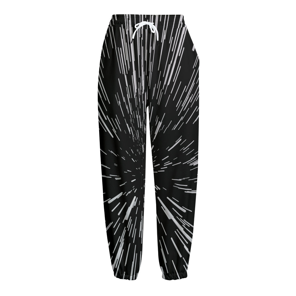 Black And White Lightspeed Print Fleece Lined Knit Pants
