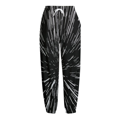 Black And White Lightspeed Print Fleece Lined Knit Pants