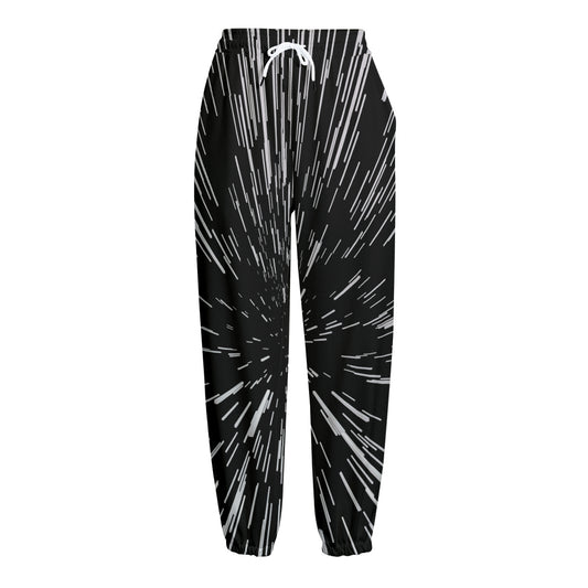 Black And White Lightspeed Print Fleece Lined Knit Pants