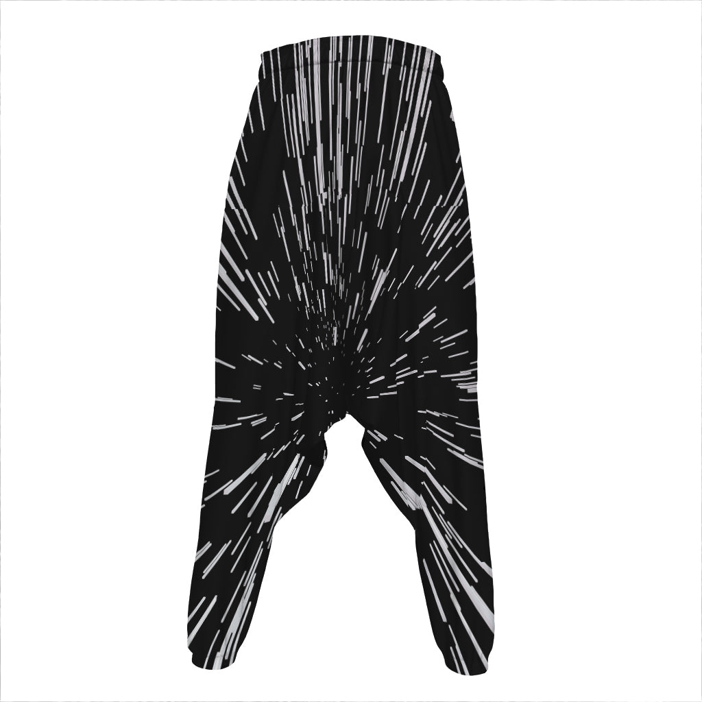 Black And White Lightspeed Print Hammer Pants