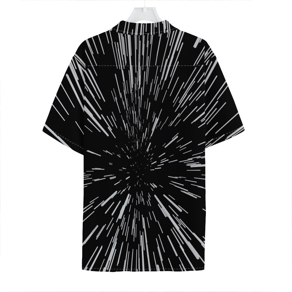 Black And White Lightspeed Print Hawaiian Shirt