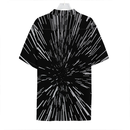 Black And White Lightspeed Print Hawaiian Shirt