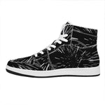 Black And White Lightspeed Print High Top Leather Sneakers