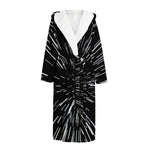 Black And White Lightspeed Print Hooded Bathrobe
