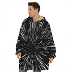 Black And White Lightspeed Print Hoodie Blanket