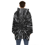 Black And White Lightspeed Print Hoodie Blanket