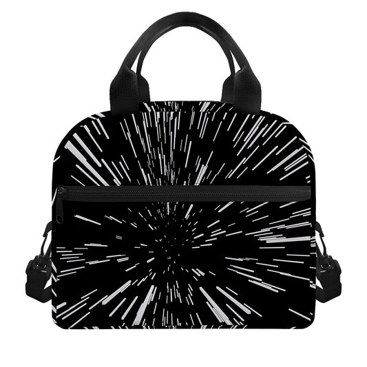 Black And White Lightspeed Print Insulated Lunch Bag