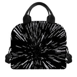 Black And White Lightspeed Print Insulated Lunch Bag