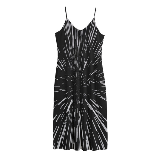 Black And White Lightspeed Print Jersey Midi Cami Dress