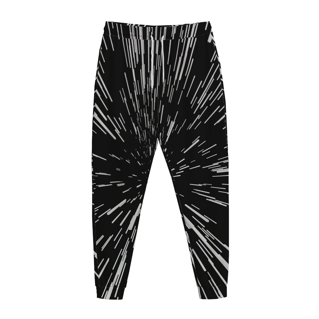Black And White Lightspeed Print Jogger Pants