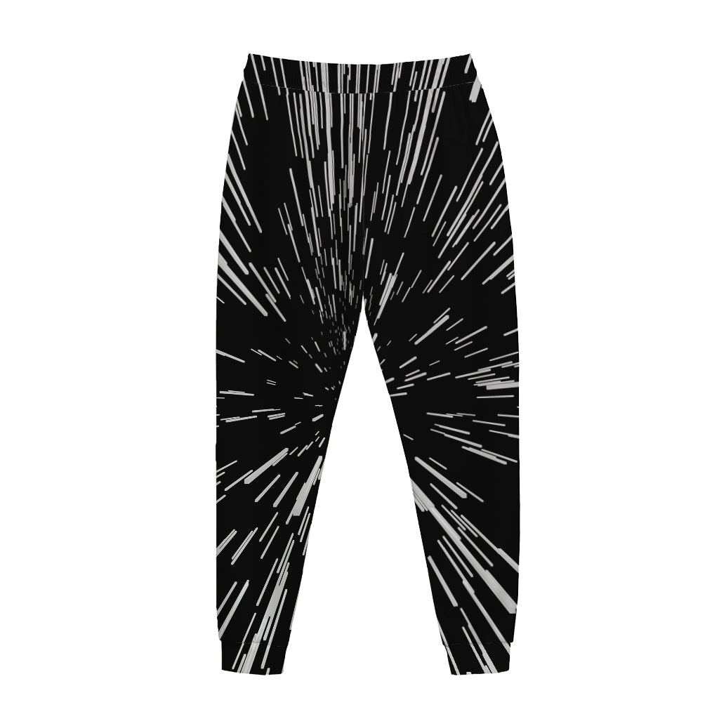 Black And White Lightspeed Print Jogger Pants
