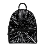 Black And White Lightspeed Print Leather Backpack