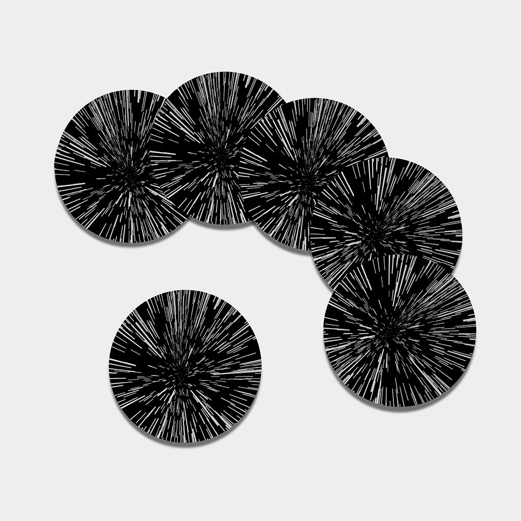 Black And White Lightspeed Print Leather Coaster Set