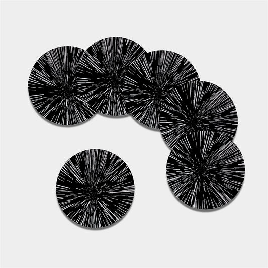 Black And White Lightspeed Print Leather Coaster Set