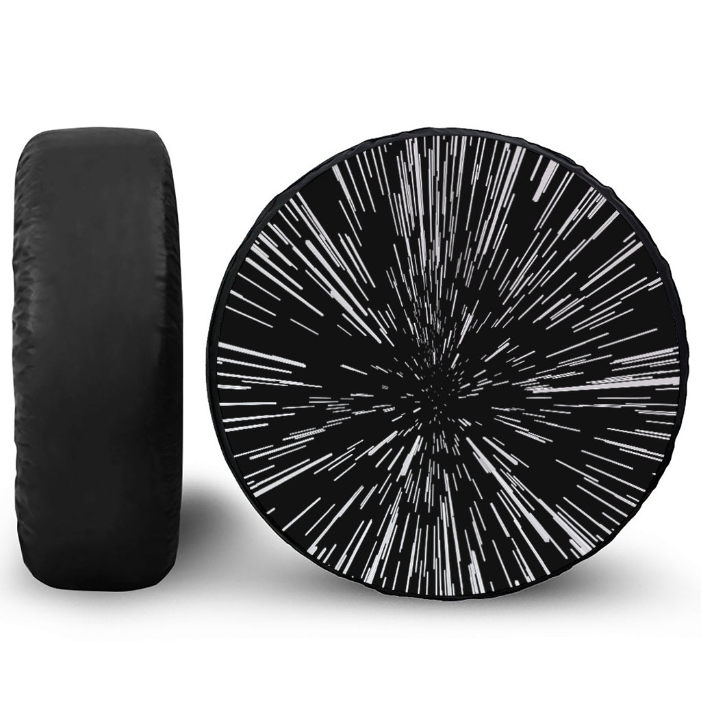 Black And White Lightspeed Print Leather Spare Tire Cover
