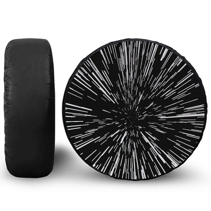 Black And White Lightspeed Print Leather Spare Tire Cover