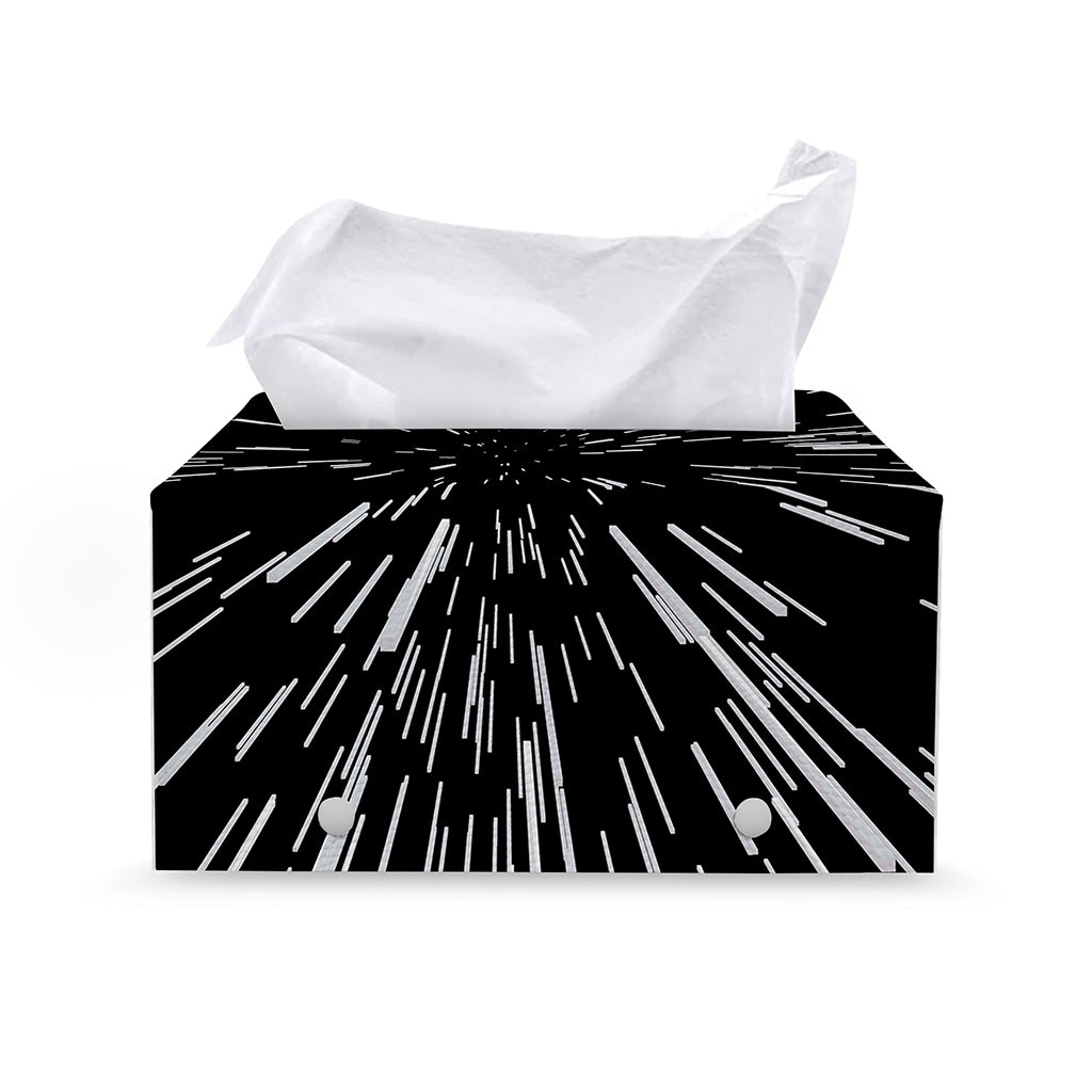 Black And White Lightspeed Print Leather Tissue Box Cover