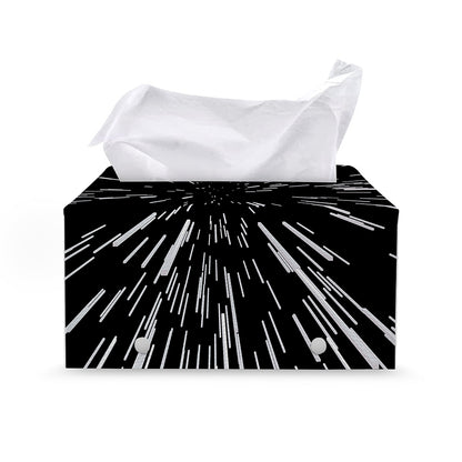 Black And White Lightspeed Print Leather Tissue Box Cover