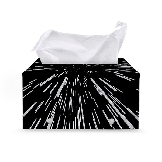Black And White Lightspeed Print Leather Tissue Box Cover