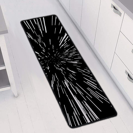 Black And White Lightspeed Print Long Kitchen Mat