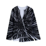 Black And White Lightspeed Print Long Sleeve Short Coat