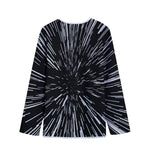 Black And White Lightspeed Print Long Sleeve Short Coat