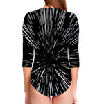 Black And White Lightspeed Print Long Sleeve Swimsuit