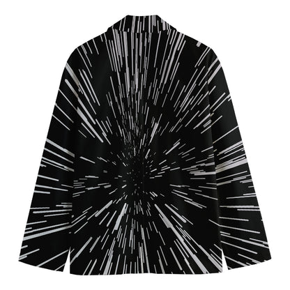 Black And White Lightspeed Print Men's Cotton Blazer