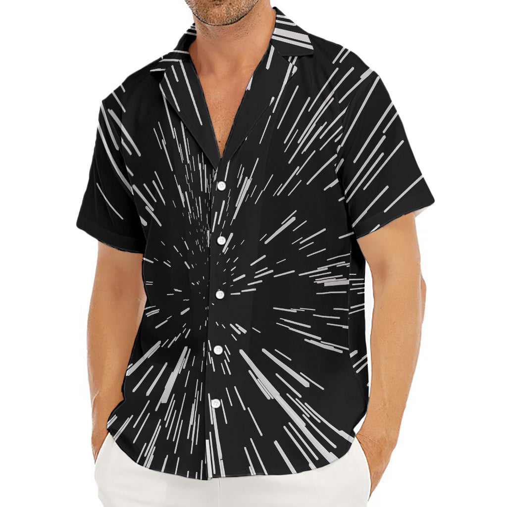 Black And White Lightspeed Print Men's Deep V-Neck Shirt