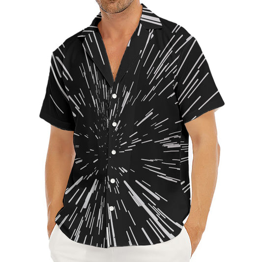 Black And White Lightspeed Print Men's Deep V-Neck Shirt