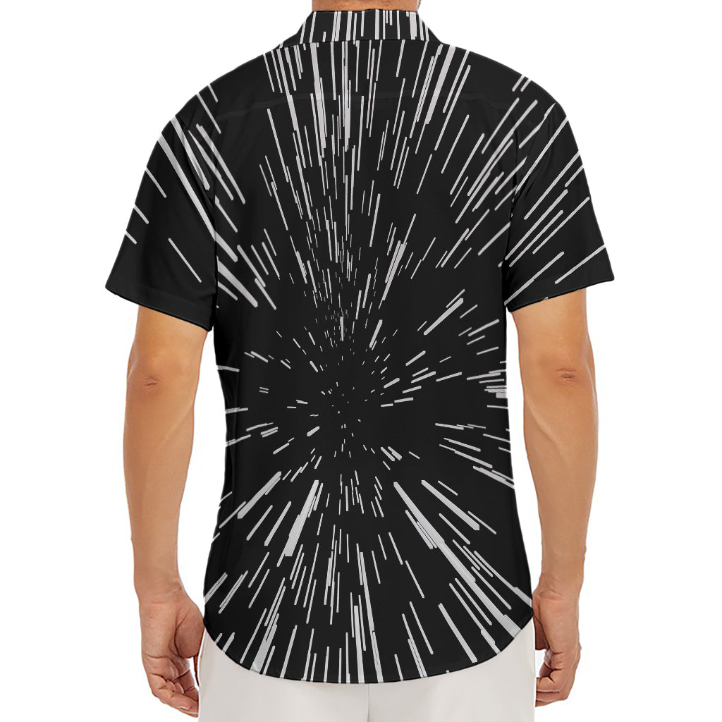 Black And White Lightspeed Print Men's Deep V-Neck Shirt