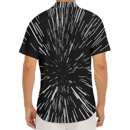 Black And White Lightspeed Print Men's Deep V-Neck Shirt