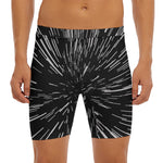 Black And White Lightspeed Print Men's Long Boxer Briefs