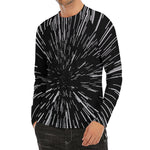 Black And White Lightspeed Print Men's Long Sleeve Rash Guard