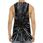 Black And White Lightspeed Print Men's Muscle Tank Top