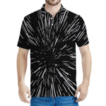 Black And White Lightspeed Print Men's Polo Shirt