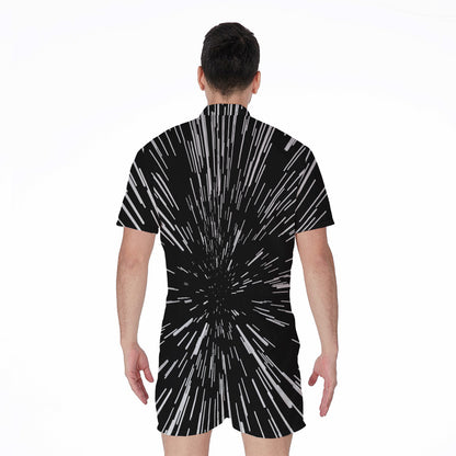 Black And White Lightspeed Print Men's Rompers