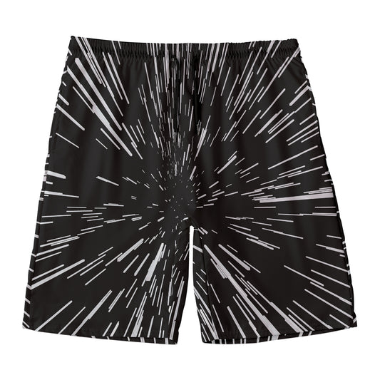 Black And White Lightspeed Print Men's Swim Trunks