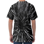 Black And White Lightspeed Print Men's Velvet T-Shirt