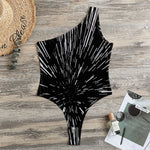 Black And White Lightspeed Print One Shoulder Bodysuit