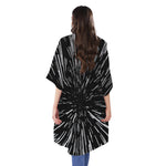 Black And White Lightspeed Print Open Front Beach Cover Up